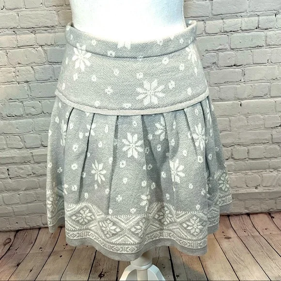 PRINCESS VERA WANG Fair Isle Knit Sweater Skirt Gray/White Snowflake-Medium - Picture 2 of 3